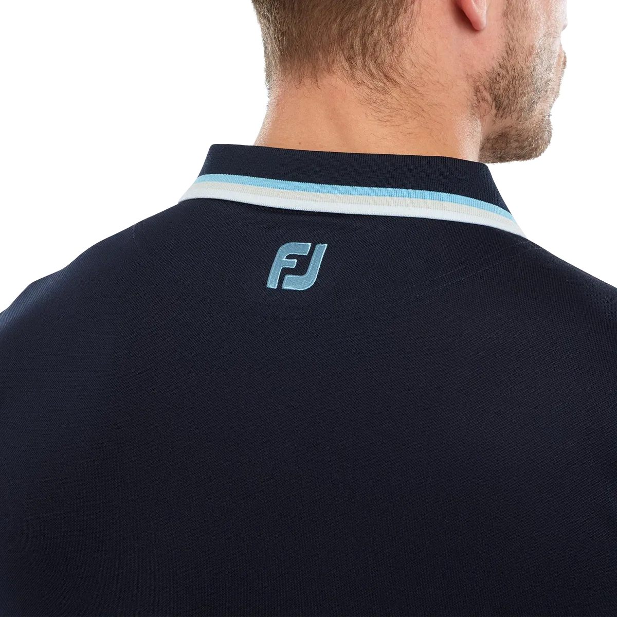 2023 FootJoy Mens Solid Polo With Trim Pique - Navy