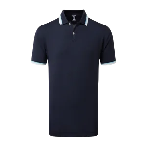 2023 FootJoy Mens Solid Polo With Trim Pique - Navy