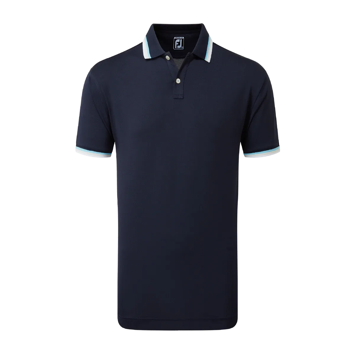 2023 FootJoy Mens Solid Polo With Trim Pique - Navy