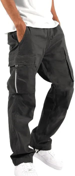2023 Men's Casual Cargo Pants with Multi Pockets Stylish Plus Size Hiking Pants Workout Joggers Sweatpants Trousers for Men