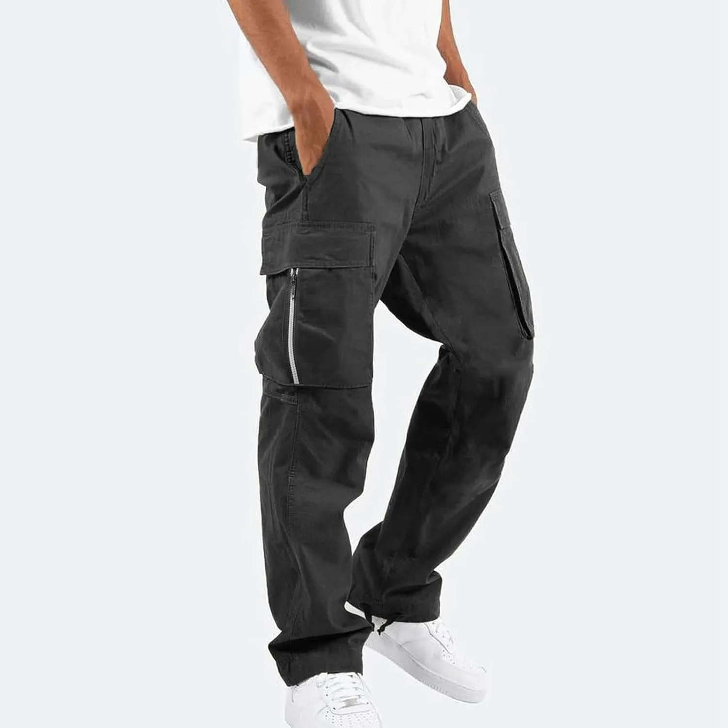 2023 Men's Casual Cargo Pants with Multi Pockets Stylish Plus Size Hiking Pants Workout Joggers Sweatpants Trousers for Men