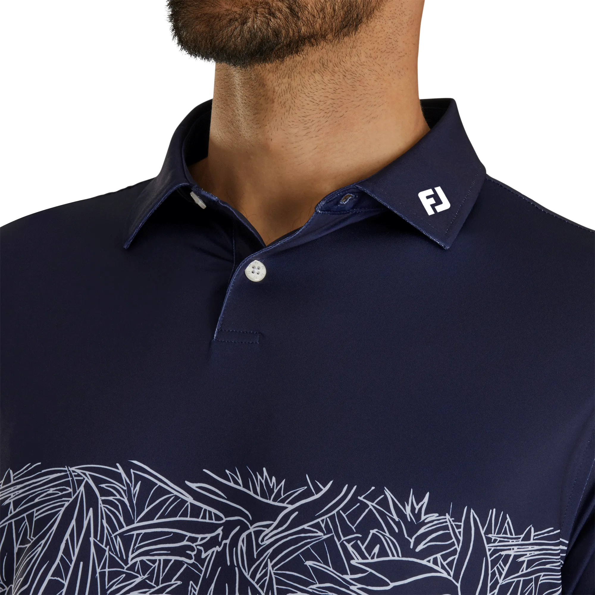 2024 FootJoy Men's Tropical Chest Band Lisle Polo - Navy
