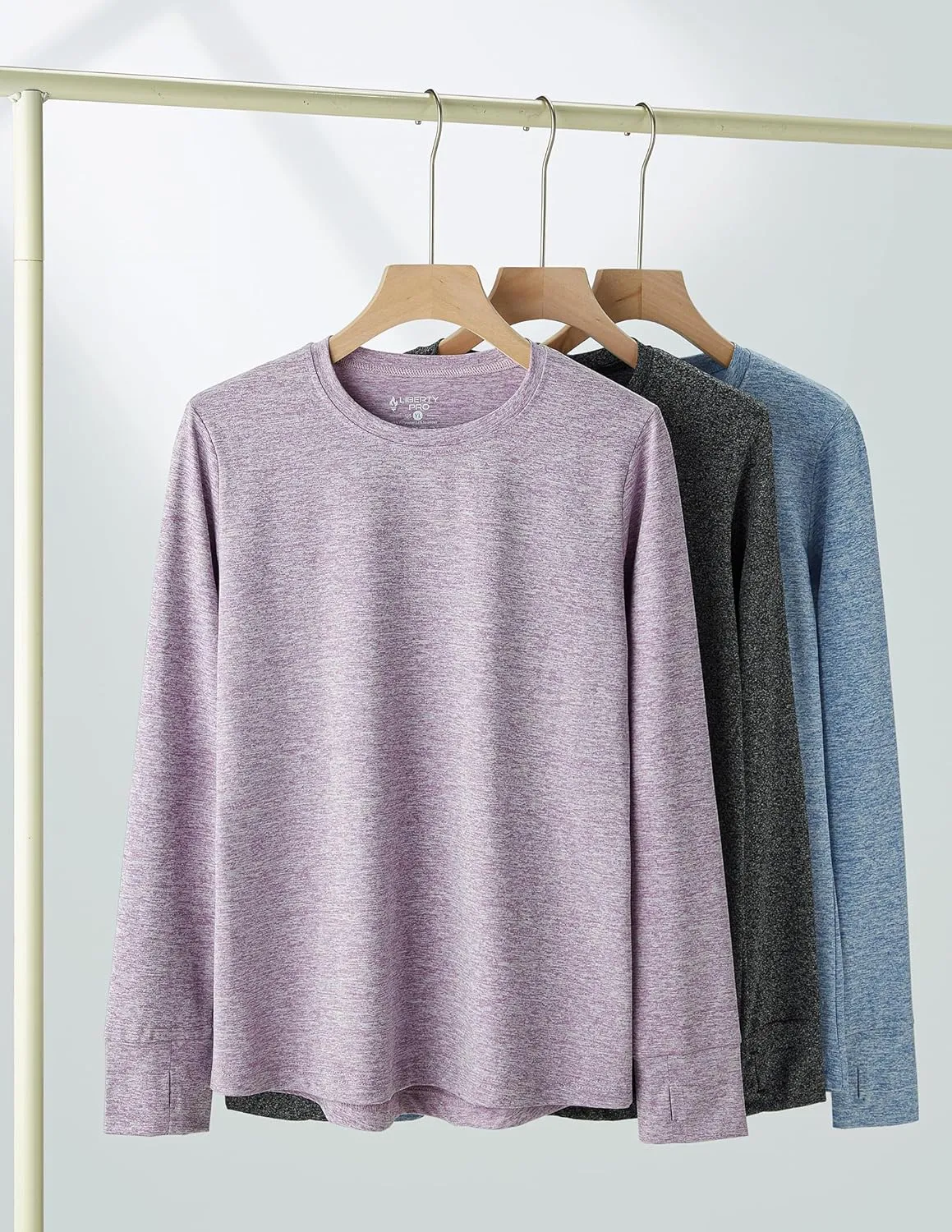 3 Pack Youth Girls Long Sleeve Shirts Active Dry Fit Athletic Performance Clothes Kids Teens Tees with Thumbholes