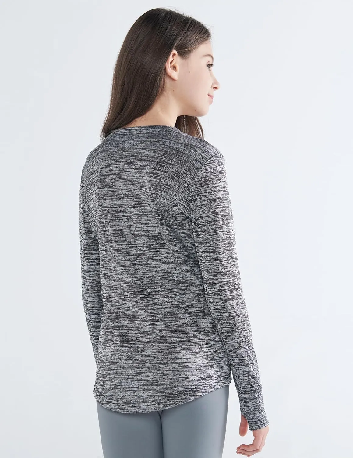 3 Pack Youth Girls Long Sleeve Shirts Active Dry Fit Athletic Performance Clothes Kids Teens Tees with Thumbholes