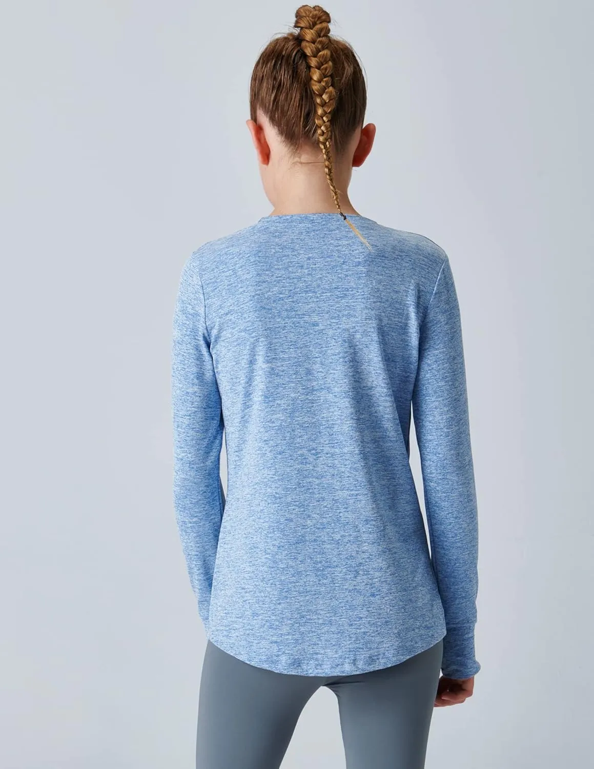 3 Pack Youth Girls Long Sleeve Shirts Active Dry Fit Athletic Performance Clothes Kids Teens Tees with Thumbholes