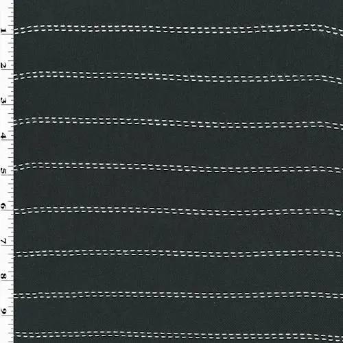 3 YD PC-Black/White Stitch Stripe Twill Shirting Fabric