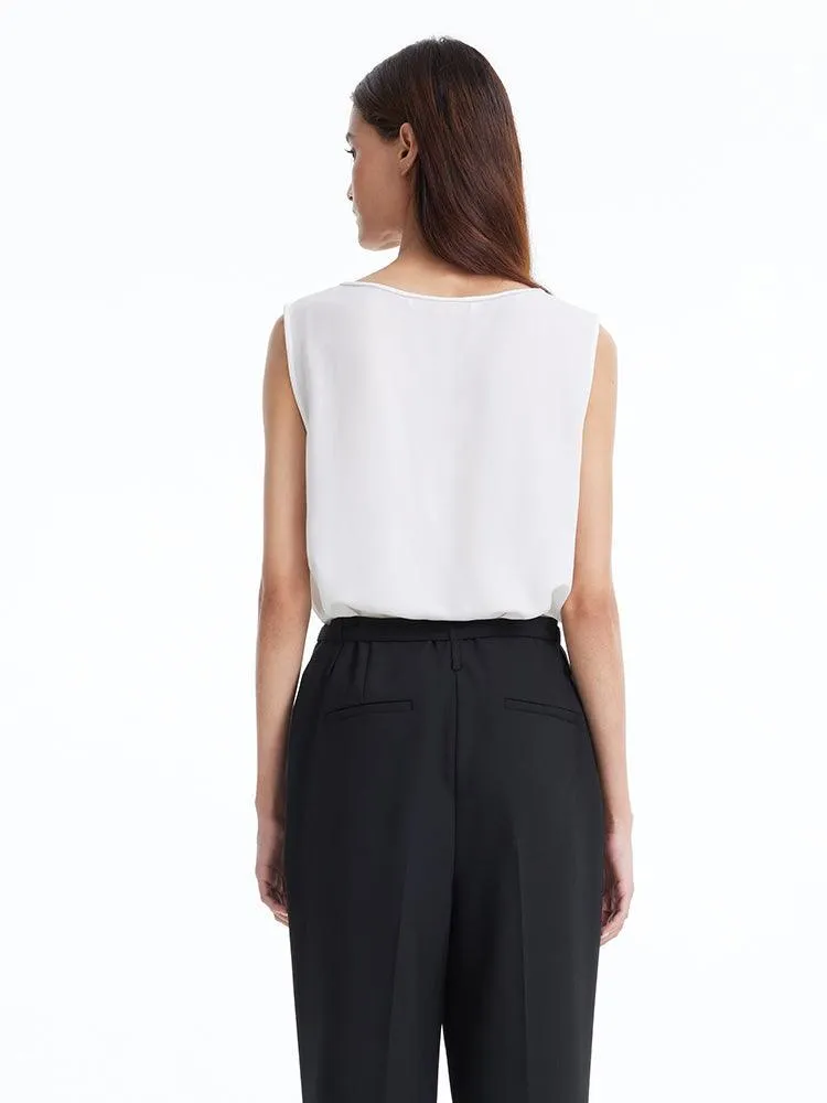 Acetate White V-Neck Tank Top