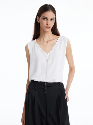Acetate White V-Neck Tank Top