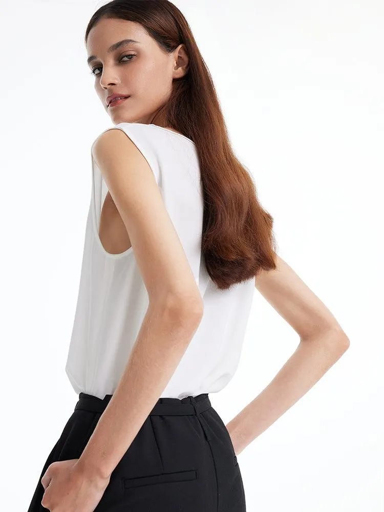 Acetate White V-Neck Tank Top