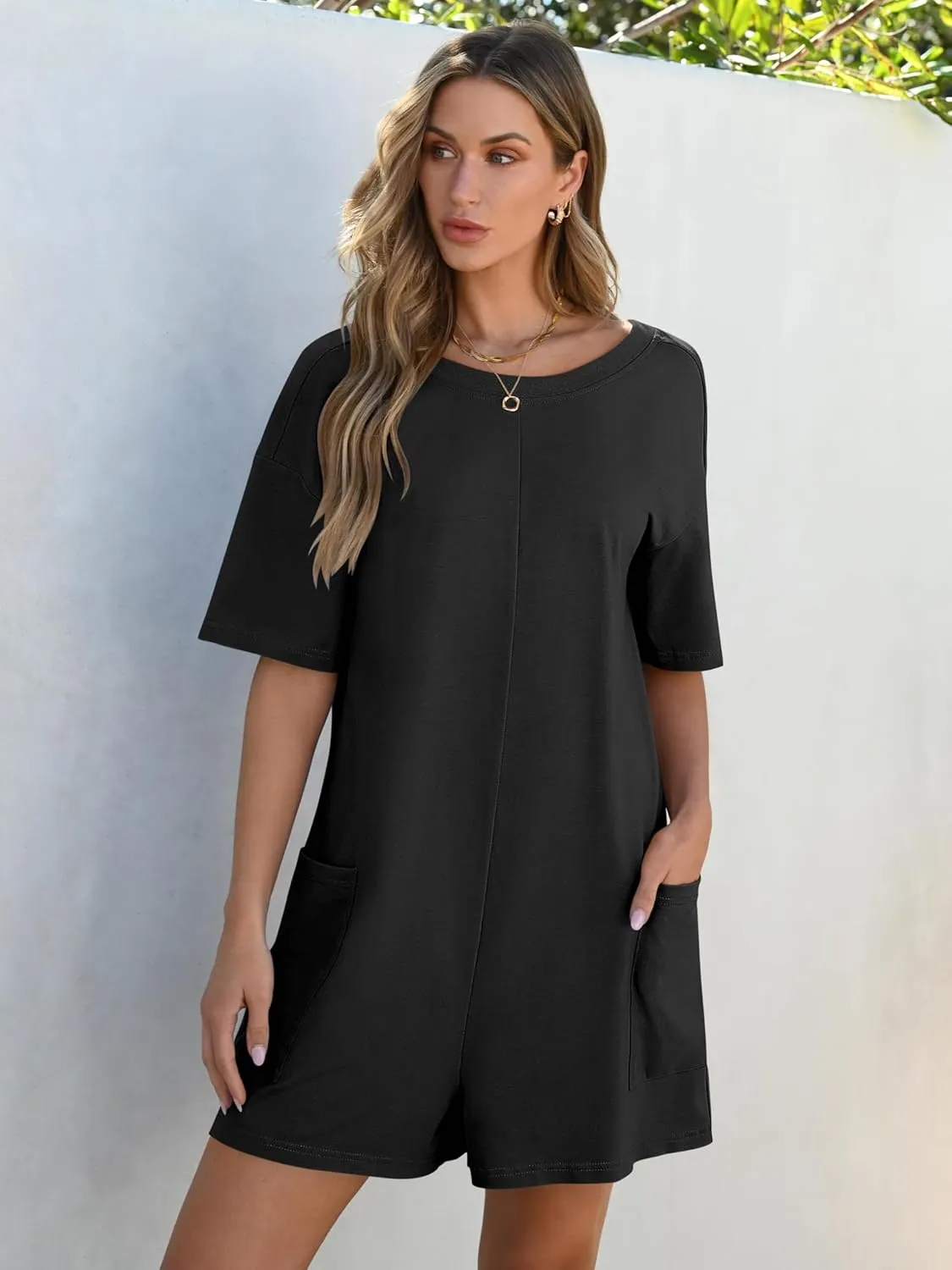 ANRABESS Women Summer Oversized T-Shirt Tee Romper Casual Baggy Short Sleeve Overall Athletic Workout Jumpsuit Trendy Outfits