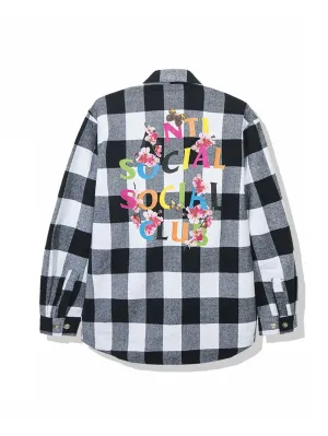 Anti Social Social Club Rainbow Kkoch Logo Flannel Shirt White