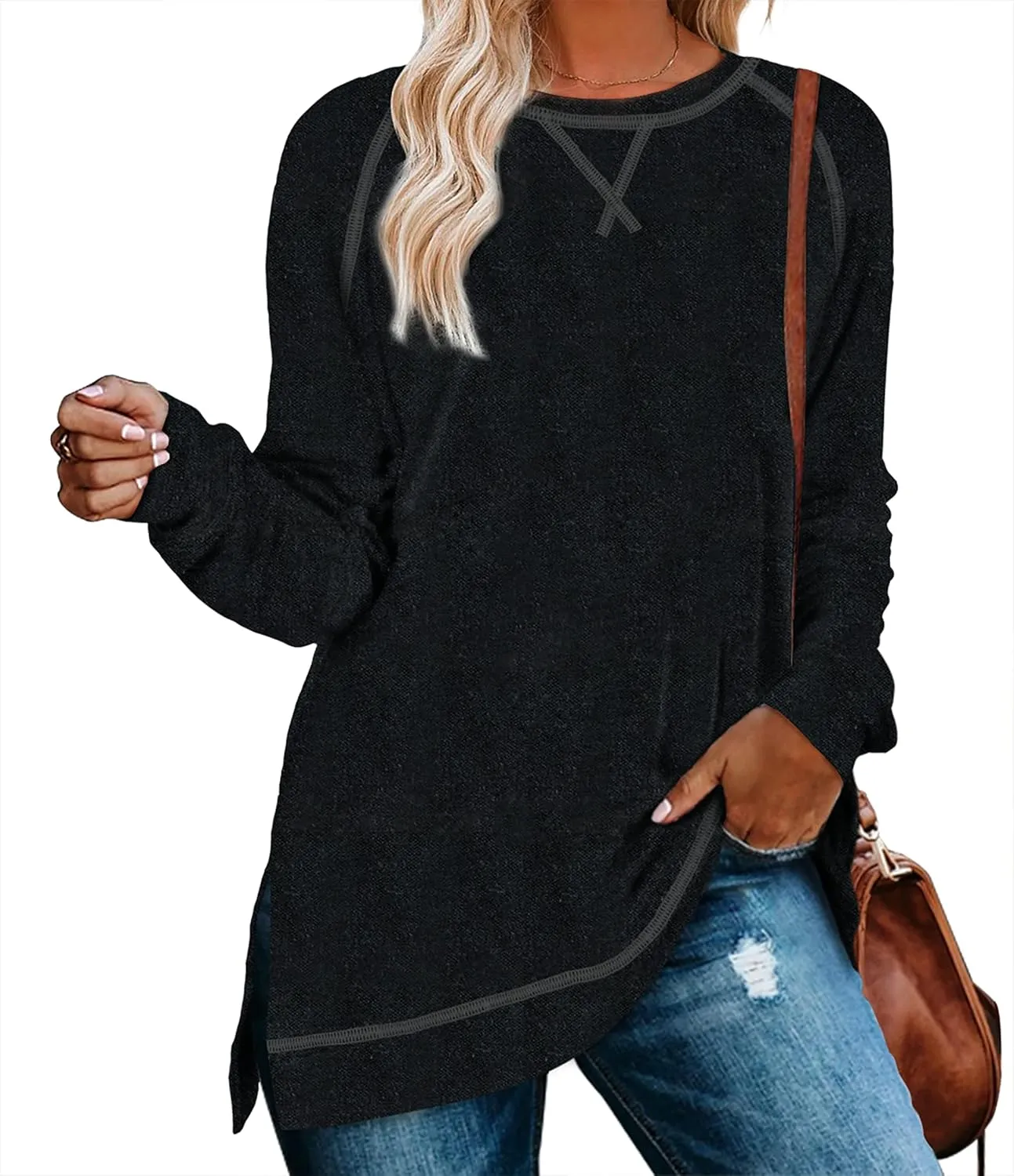Aokosor Tunic Tops for Women 2025 Long Sleeve Shirts for Leggings Loose Fit Sweaters