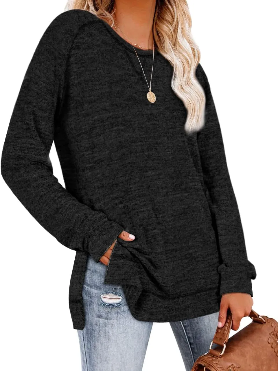 Aokosor Tunic Tops for Women 2025 Long Sleeve Shirts for Leggings Loose Fit Sweaters