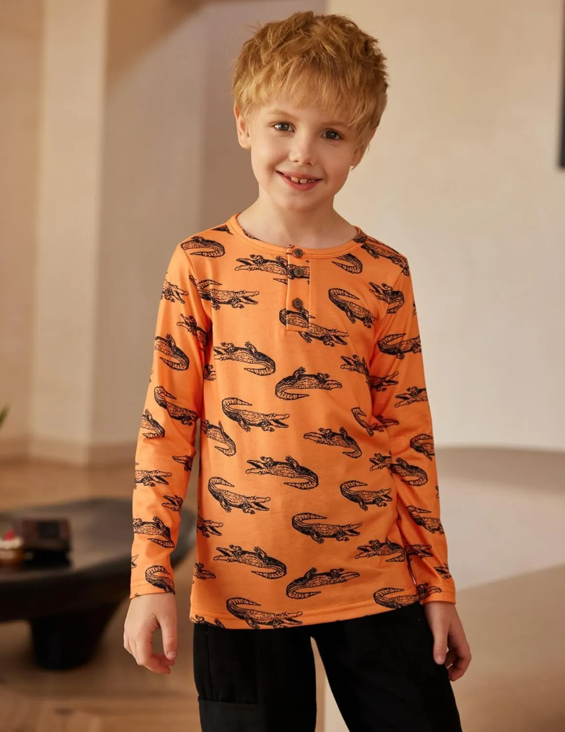 Arshiner Toddler Boys 3 Pack Long-Sleeve Henley T-Shirts Casual Cotton Graphic Shirt for 2-9 Years