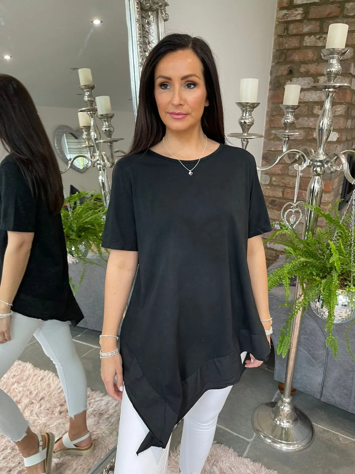 Asymmetric Frill Hem Top Ella