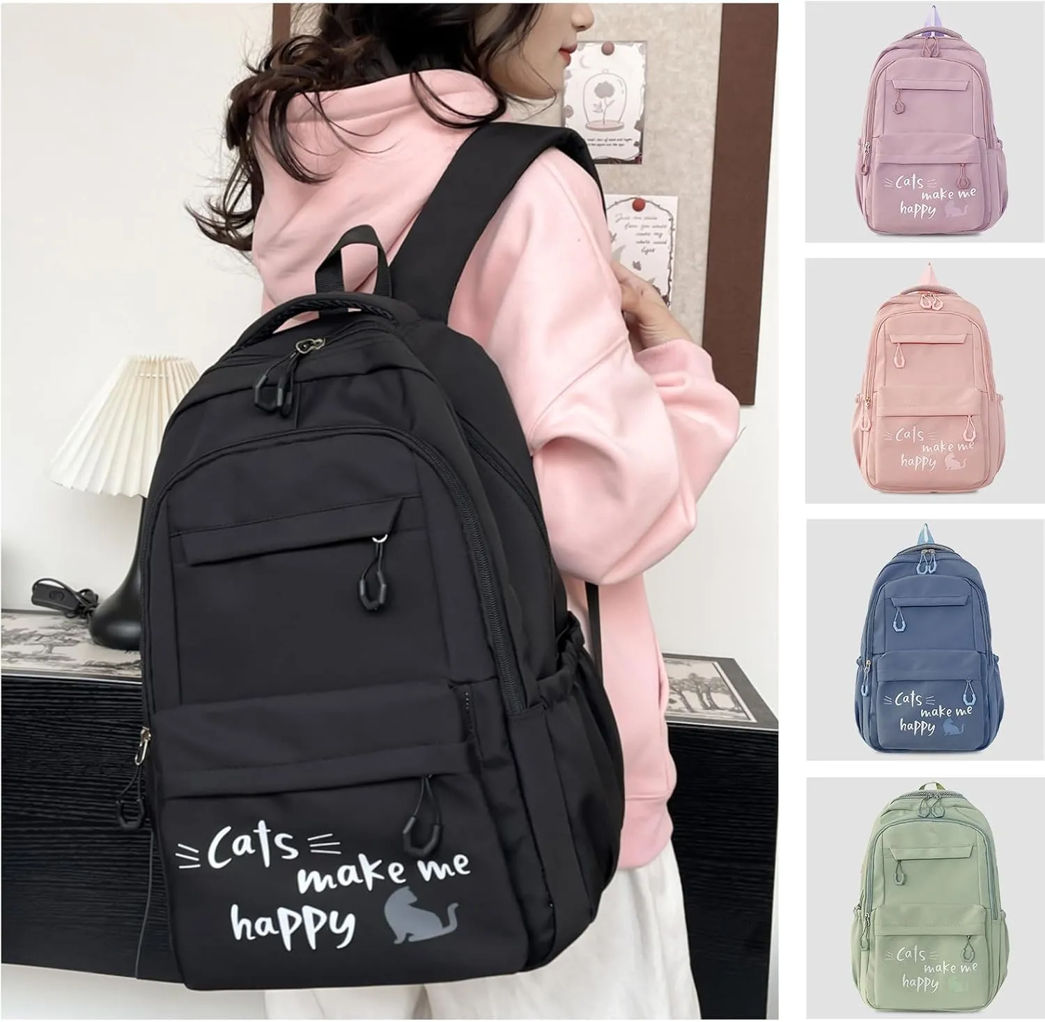 Backpack Casual Simple Style 17.7 Inch Bookbags Lightweight Laptop Bag Travel Daypacks (Purple)
