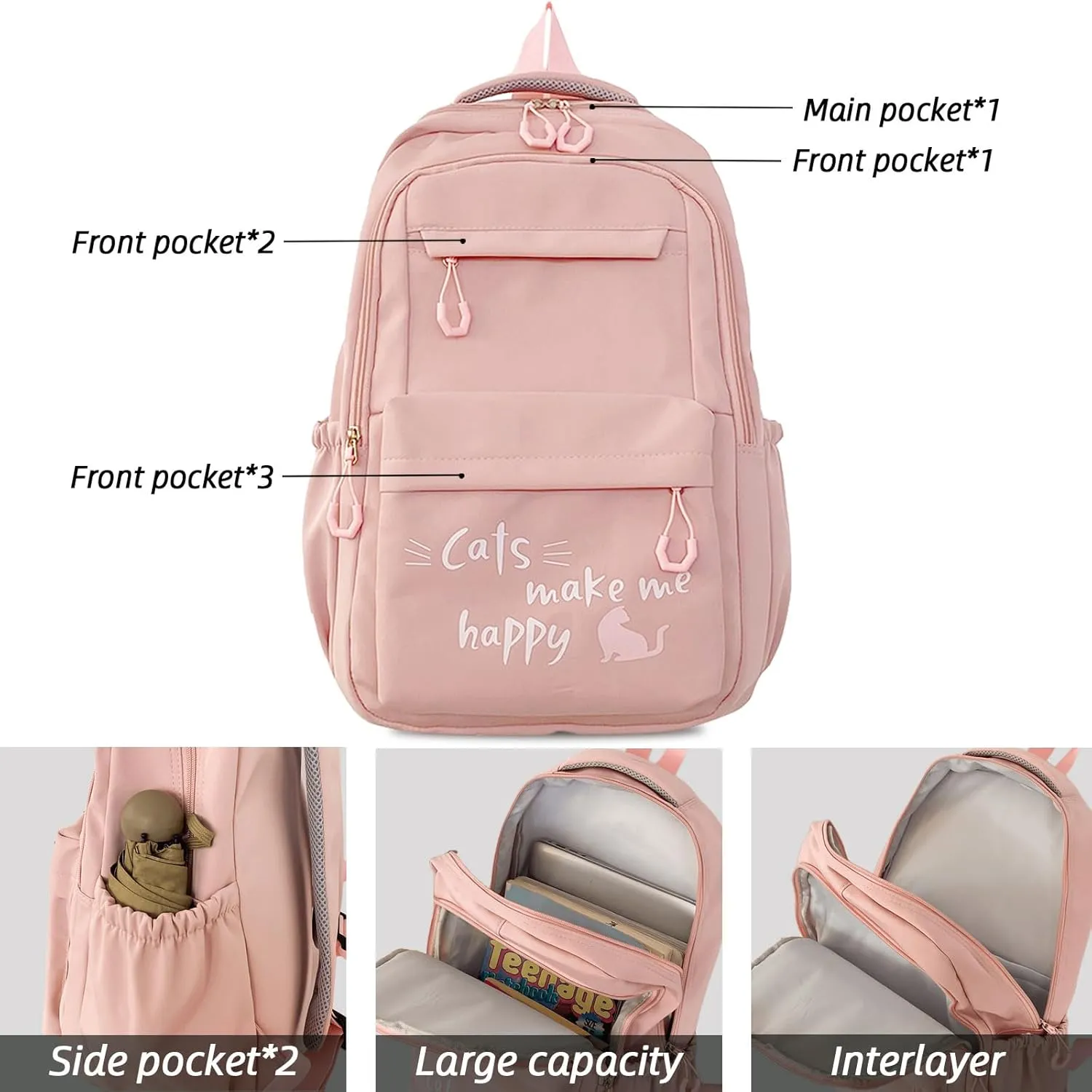 Backpack Casual Simple Style 17.7 Inch Bookbags Lightweight Laptop Bag Travel Daypacks (Purple)