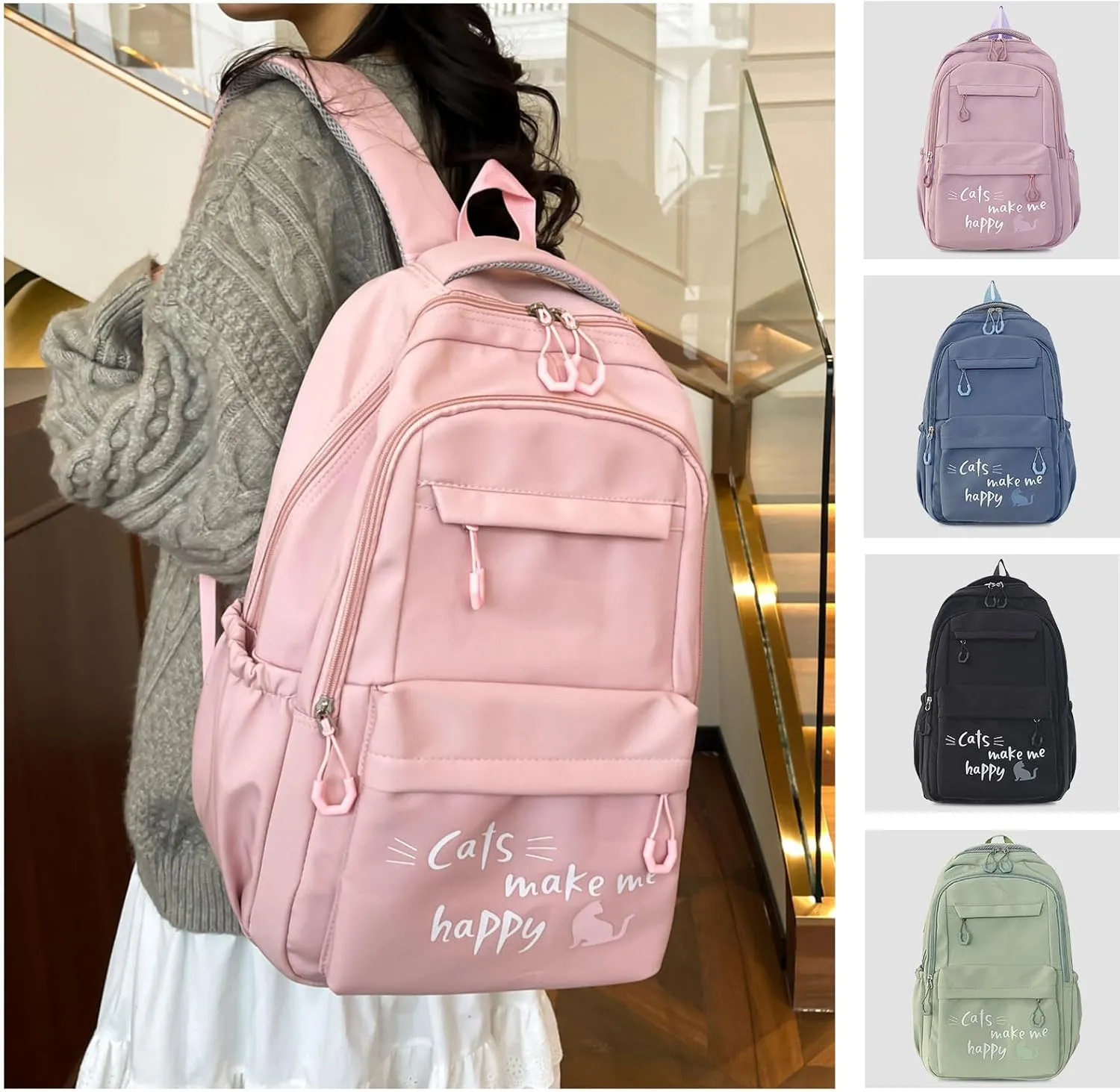 Backpack Casual Simple Style 17.7 Inch Bookbags Lightweight Laptop Bag Travel Daypacks (Purple)