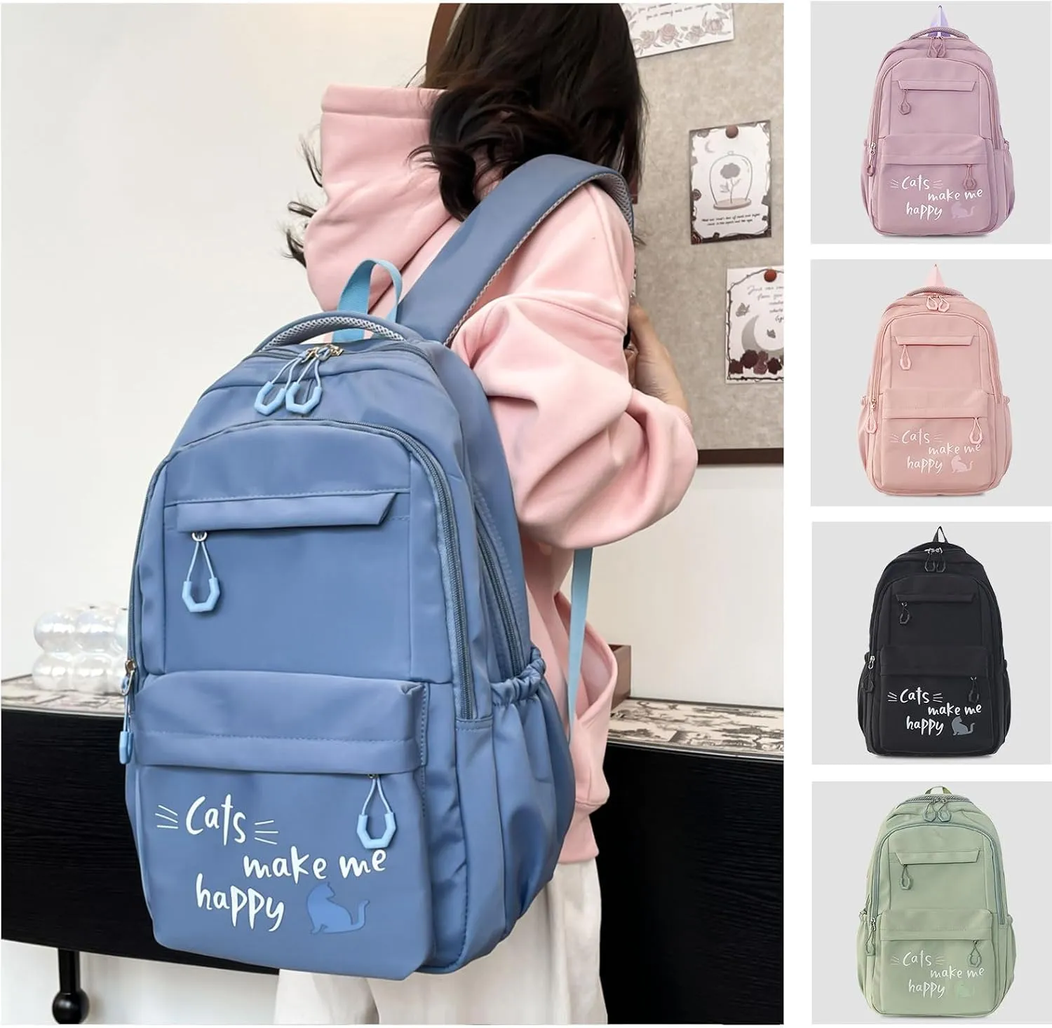 Backpack Casual Simple Style 17.7 Inch Bookbags Lightweight Laptop Bag Travel Daypacks (Purple)