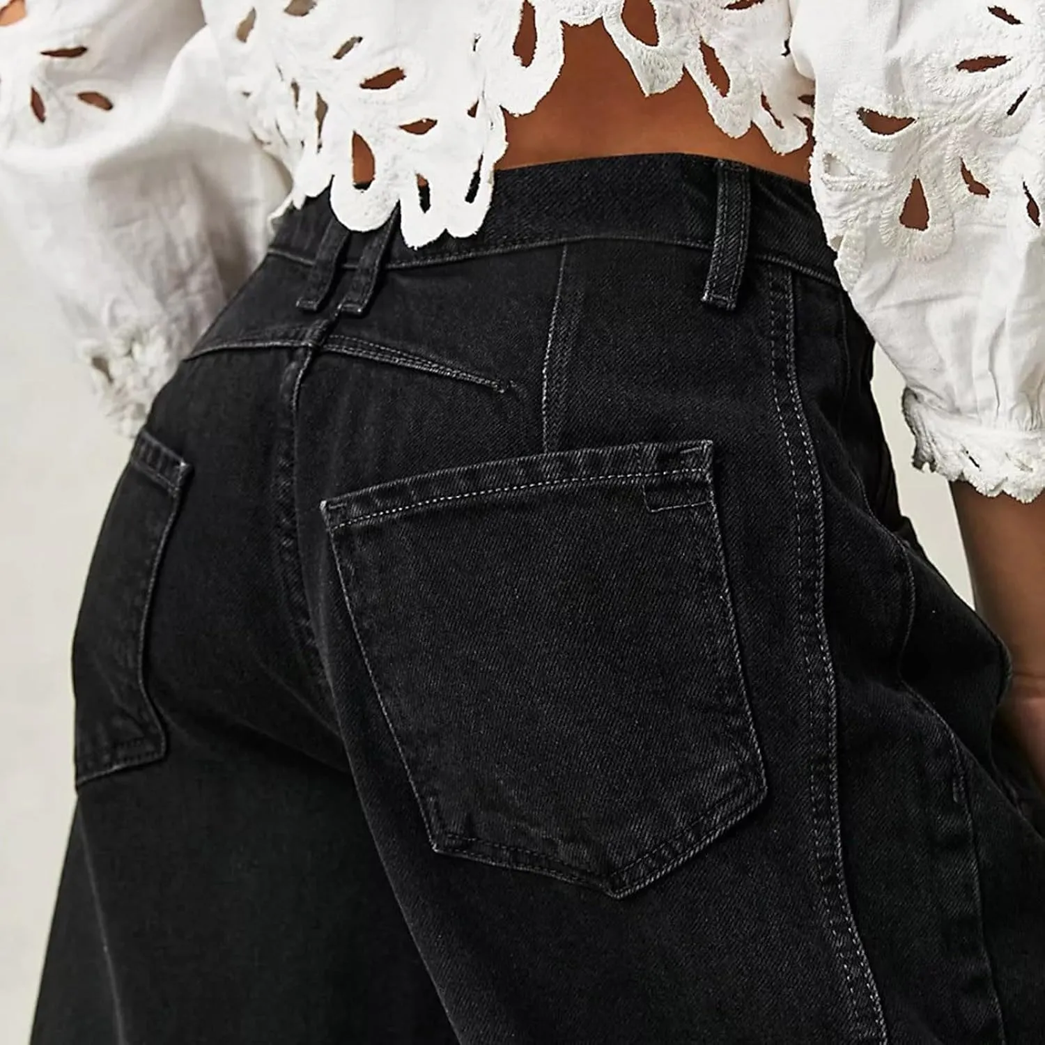 Barrel Jeans for Women Stretchy Trendy High Waisted Baggy Denim Trouser Y2K Wide Leg Boyfriend Streetwear Ankle Pants
