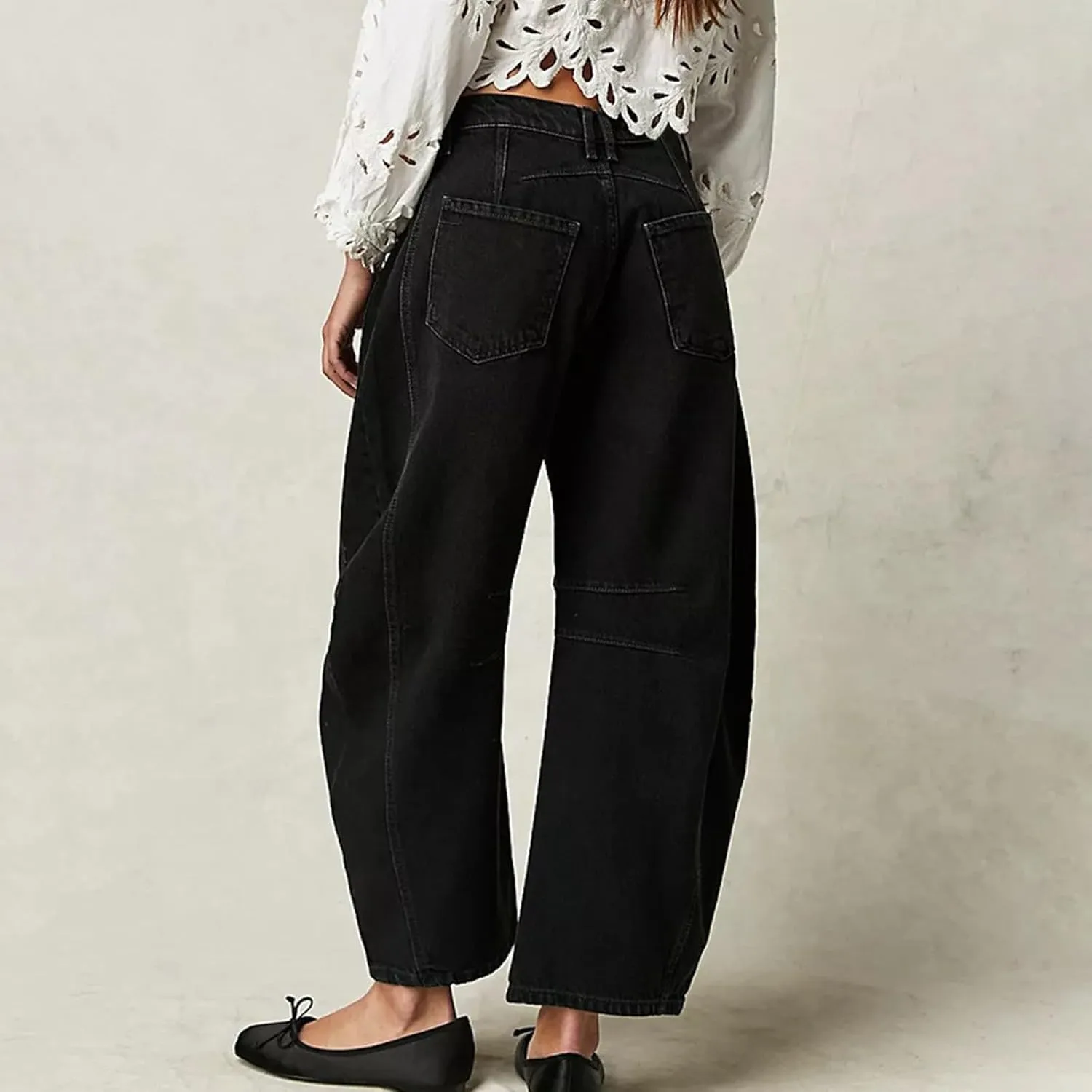 Barrel Jeans for Women Stretchy Trendy High Waisted Baggy Denim Trouser Y2K Wide Leg Boyfriend Streetwear Ankle Pants