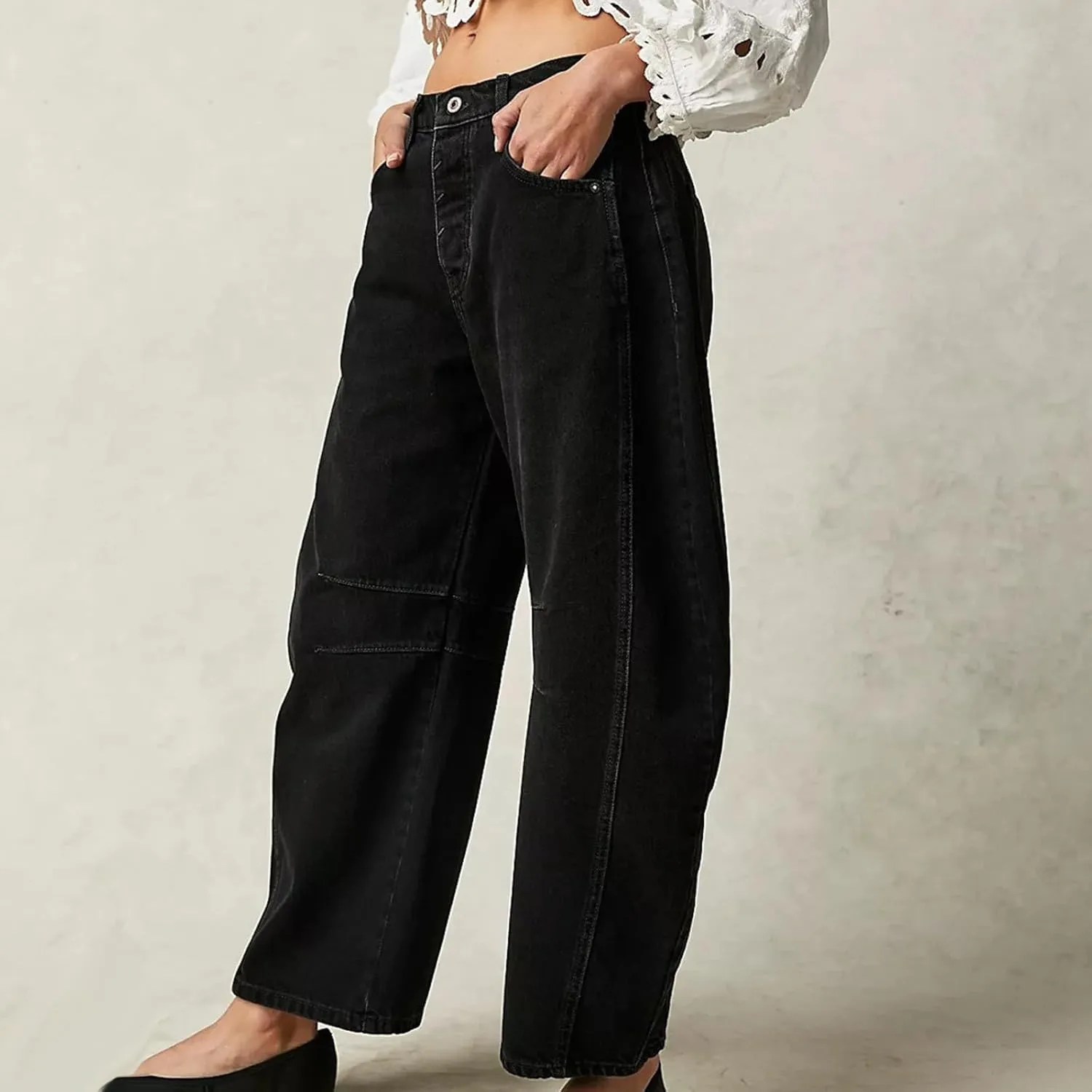Barrel Jeans for Women Stretchy Trendy High Waisted Baggy Denim Trouser Y2K Wide Leg Boyfriend Streetwear Ankle Pants