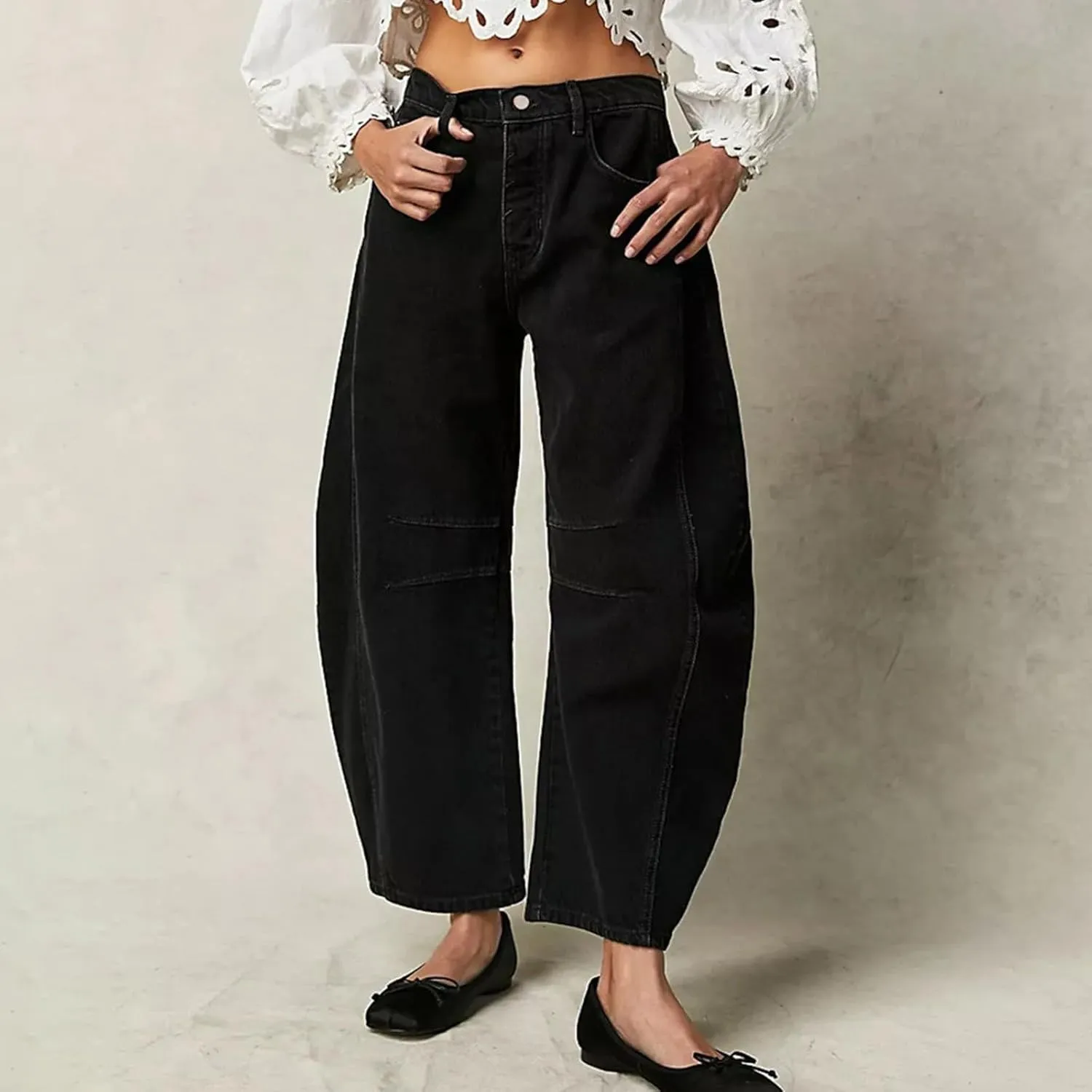 Barrel Jeans for Women Stretchy Trendy High Waisted Baggy Denim Trouser Y2K Wide Leg Boyfriend Streetwear Ankle Pants