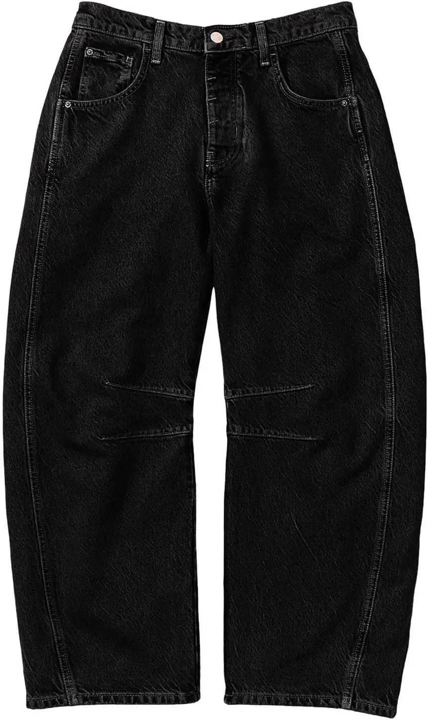 Barrel Jeans for Women Stretchy Trendy High Waisted Baggy Denim Trouser Y2K Wide Leg Boyfriend Streetwear Ankle Pants