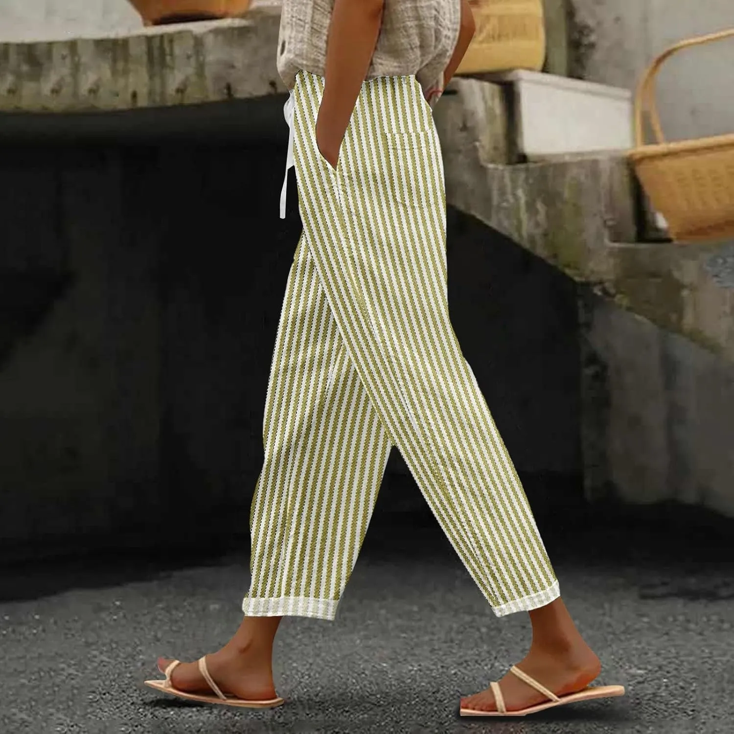Beach Pants Everyday Casual Drawstring Pants Womens Work Pants Summer Outfits for Women 2024 Vacation Jeans