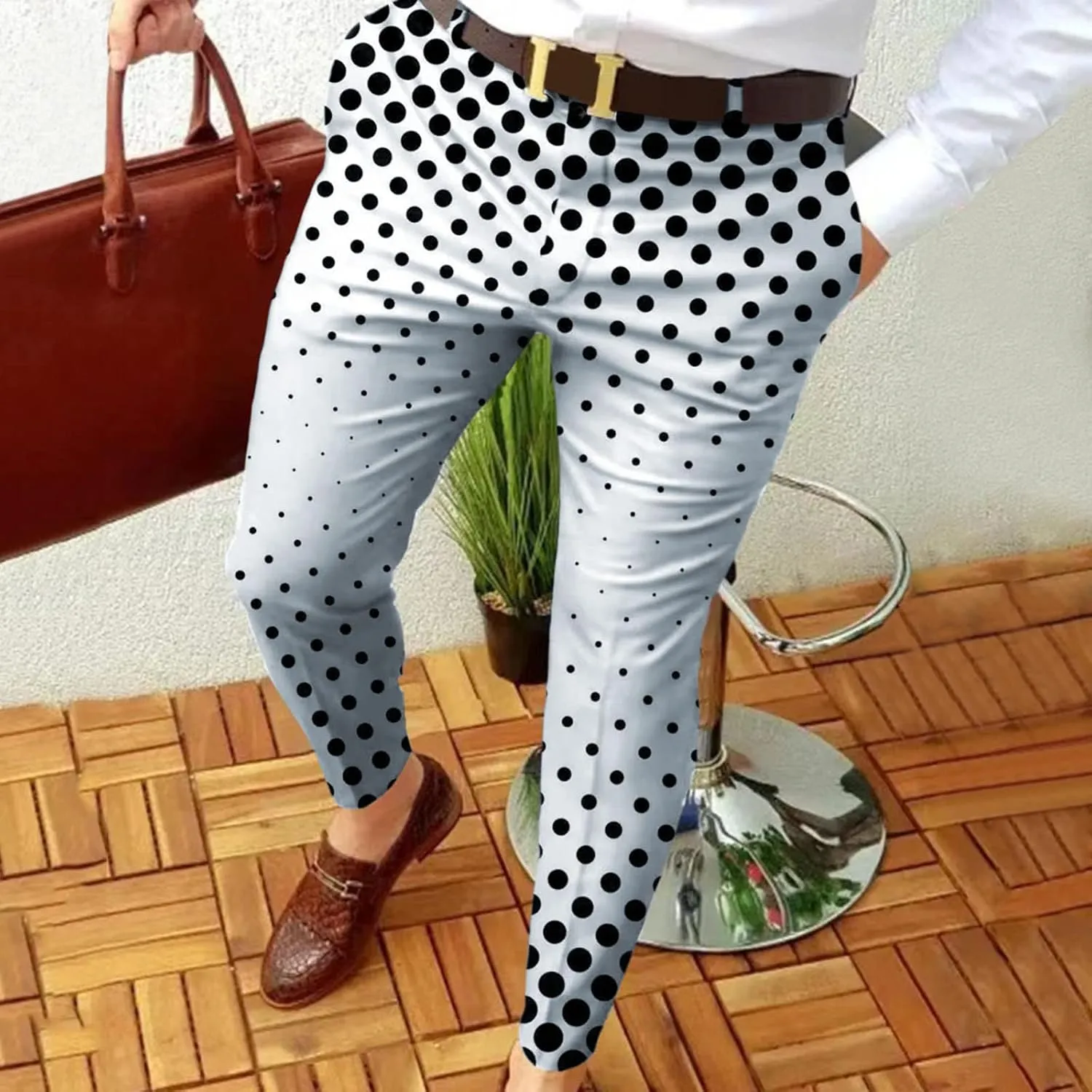 BIFUTON Mens Dress Pants, Men's Casual Printed Dress Pants Skinny Stylish Suit Pants Slim Fit Pencil Tapered Party Prom Pants