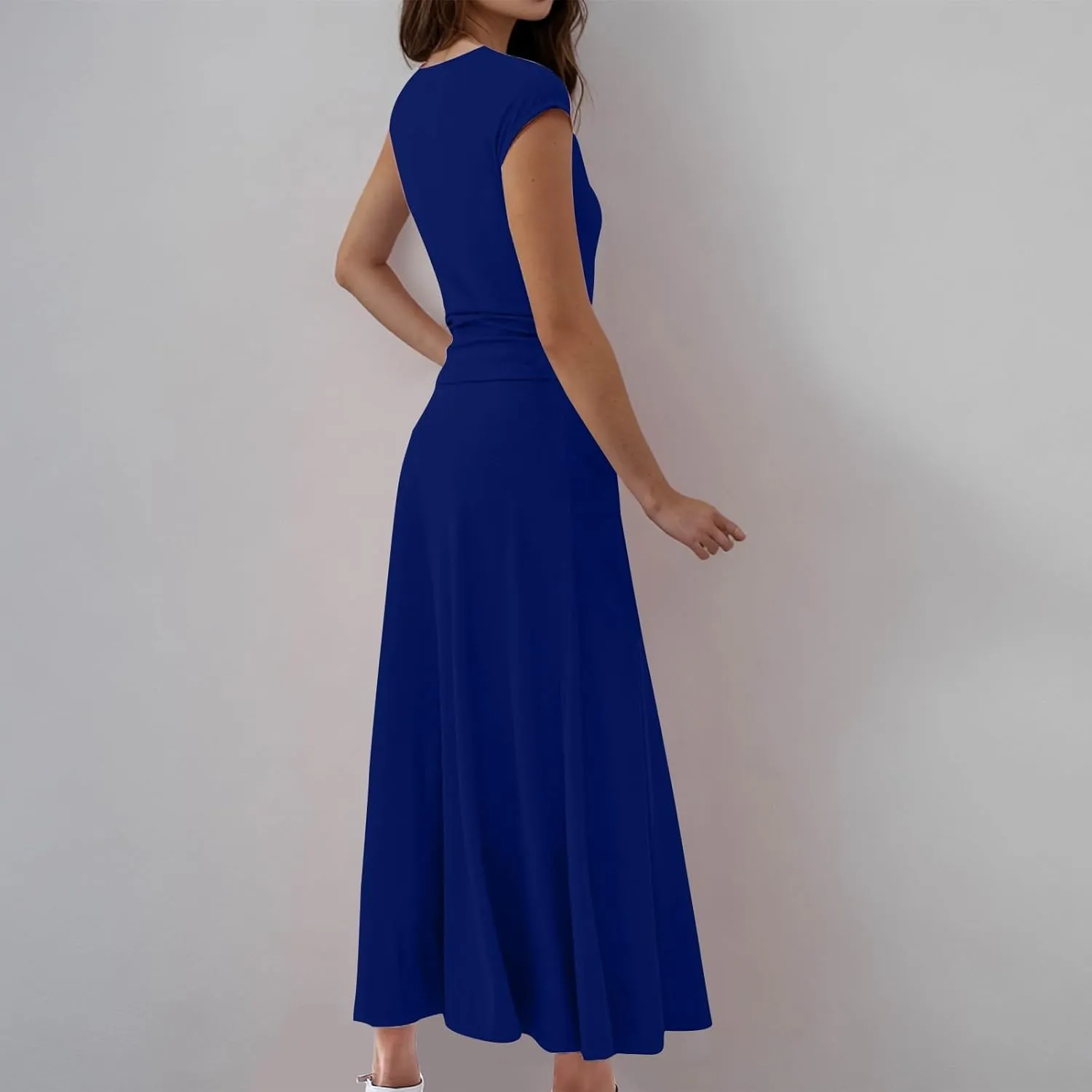 Binmer 2 Piece Outfit Set for Womens 2024 Summer Casual Ribbed Knit Short Sleeve Crop Top High Waist Midi Skirt Set Loungwear