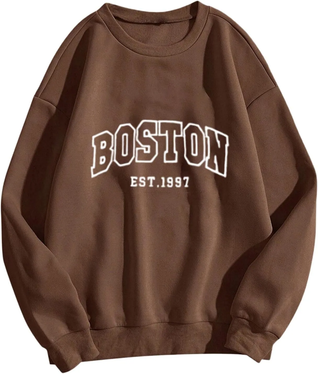 Boston Sweatshirts Women Round Neck Letter Graphic Cute Pullover Oversized Casual Hoodie Teen Girls Spring Y2K Clothes