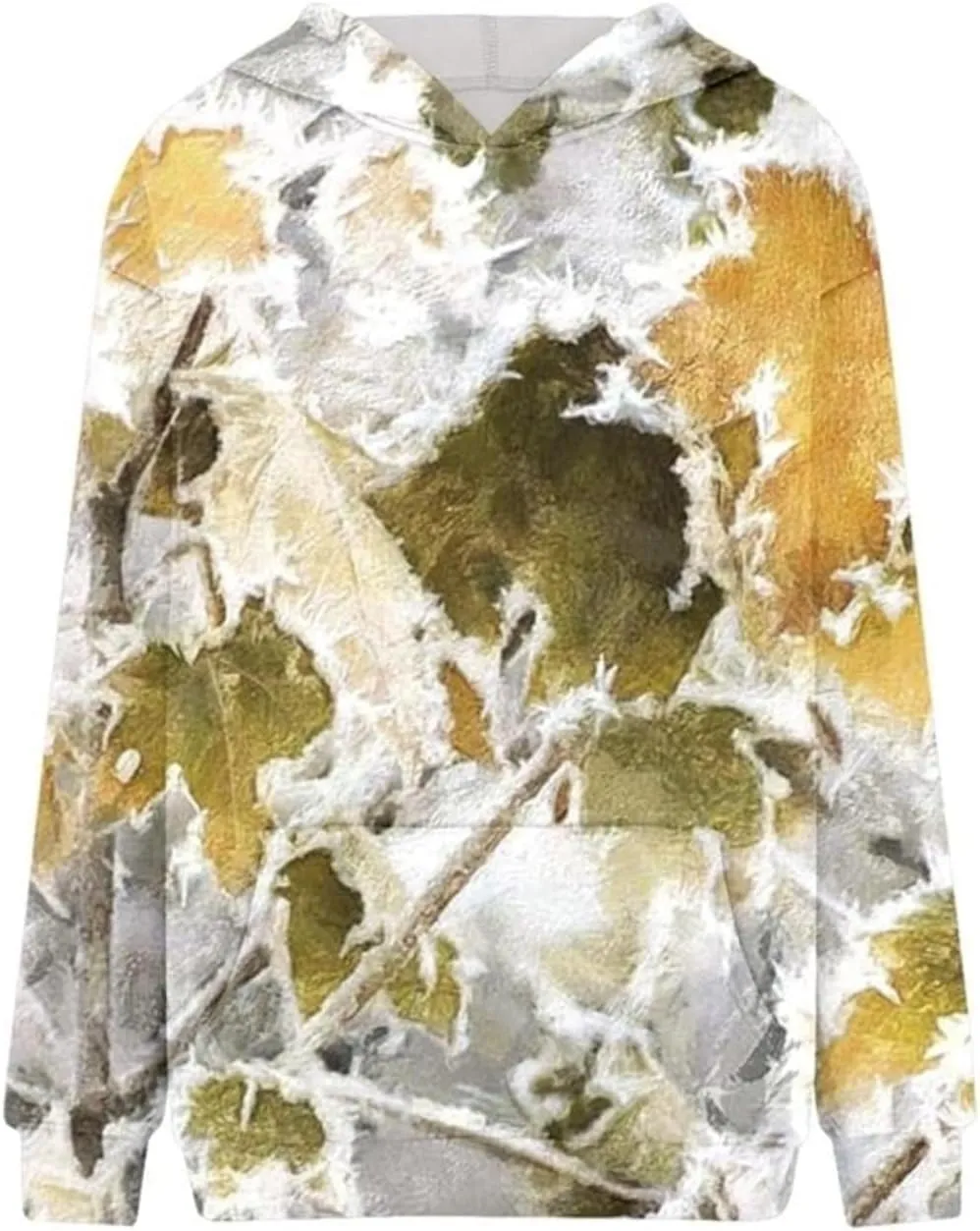 Camo Hoodie Womens Maple Leaf Print Oversized Hooded Sweatshirt Fleece Sweatshirts Casual Long Sleeve Pullover 2024