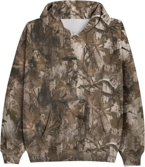 Camo Hoodie Womens Maple Leaf Print Oversized Hooded Sweatshirt Long Sleeve Fleece Pullover Sweatshirts with Pocket