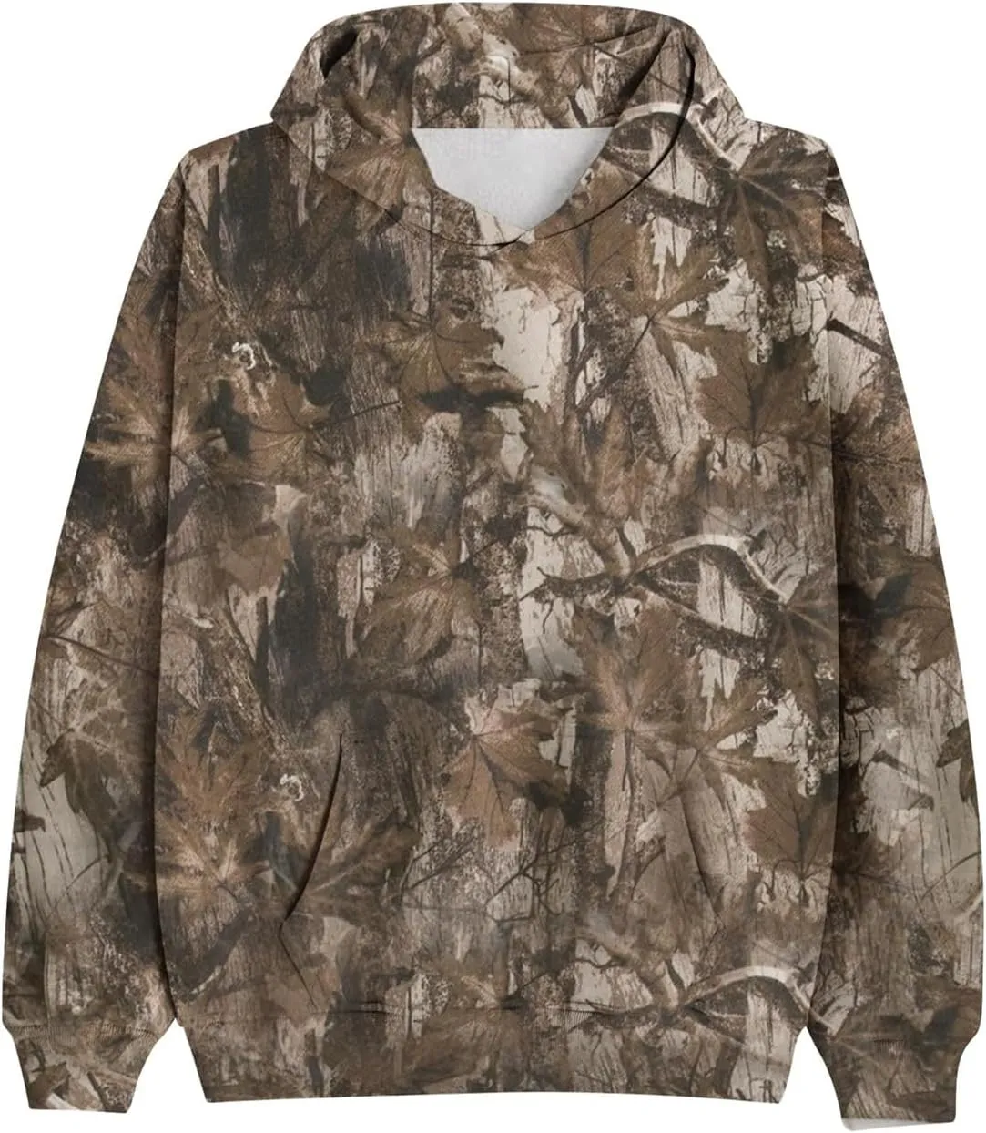 Camo Hoodie Womens Maple Leaf Print Oversized Hooded Sweatshirt Long Sleeve Fleece Pullover Sweatshirts with Pocket