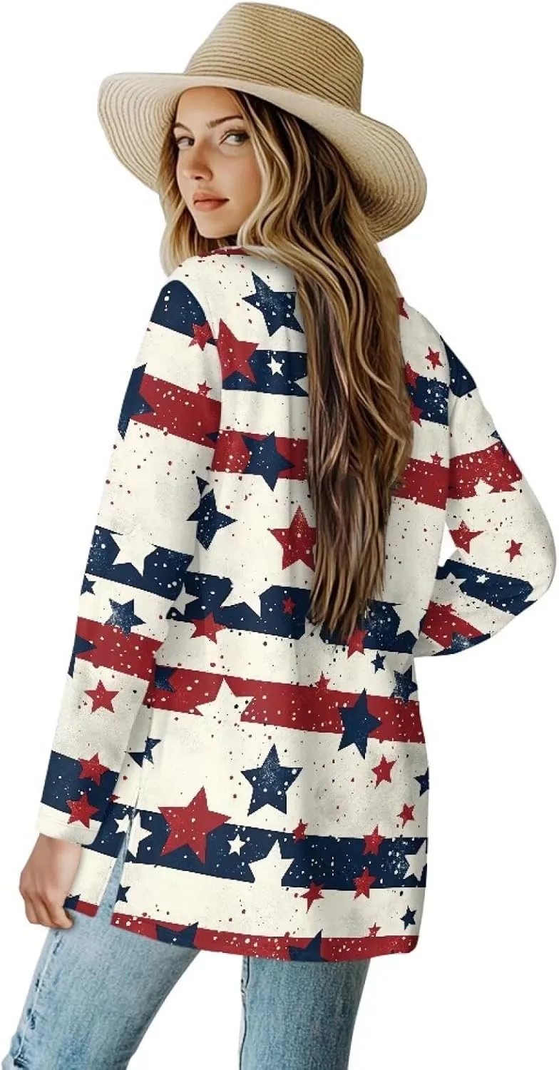 Cardigans Shirt for Women Lightweight Open Front Long Sleeve Coat with Pockets Casual Comfy Workout Tops Size S-2XL