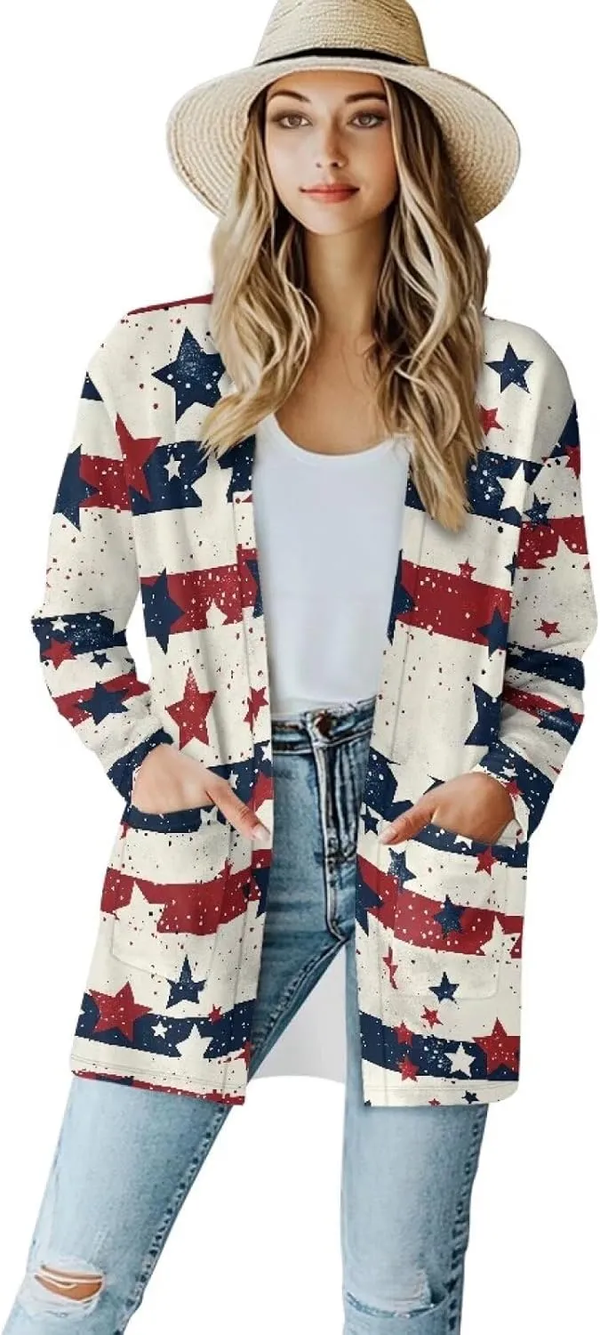 Cardigans Shirt for Women Lightweight Open Front Long Sleeve Coat with Pockets Casual Comfy Workout Tops Size S-2XL