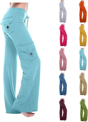 Cargo Pants for Women 2024 Plus Size Stretch High Waist Wide Leg Trouser Casual Comfy Yoga Workout with Pockets