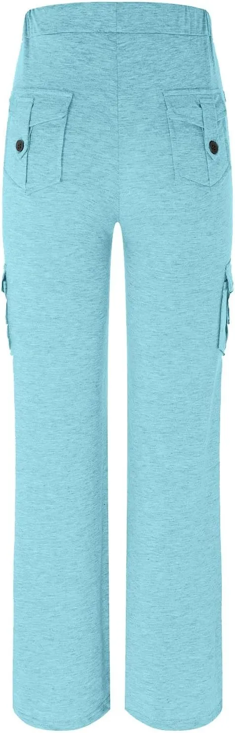 Cargo Pants for Women 2024 Plus Size Stretch High Waist Wide Leg Trouser Casual Comfy Yoga Workout with Pockets