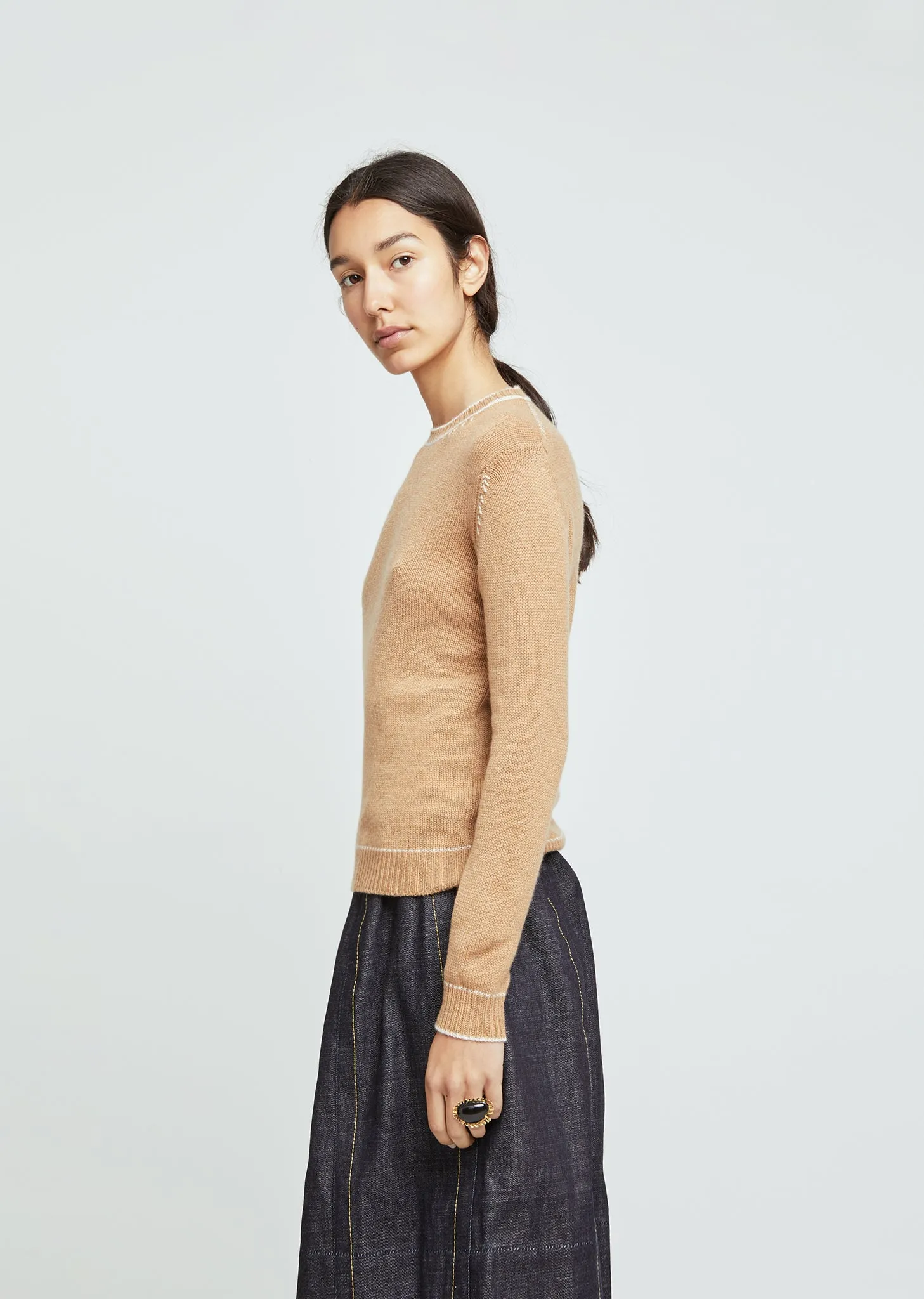 Cashmere Contrast Stitch Sweater