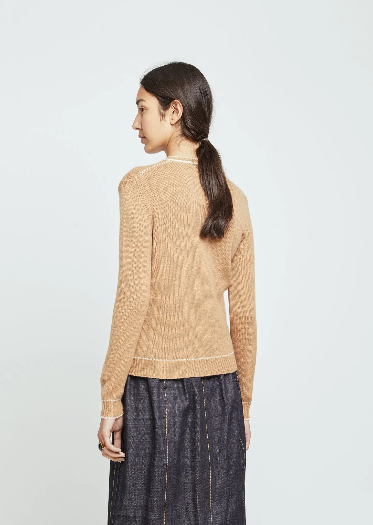 Cashmere Contrast Stitch Sweater