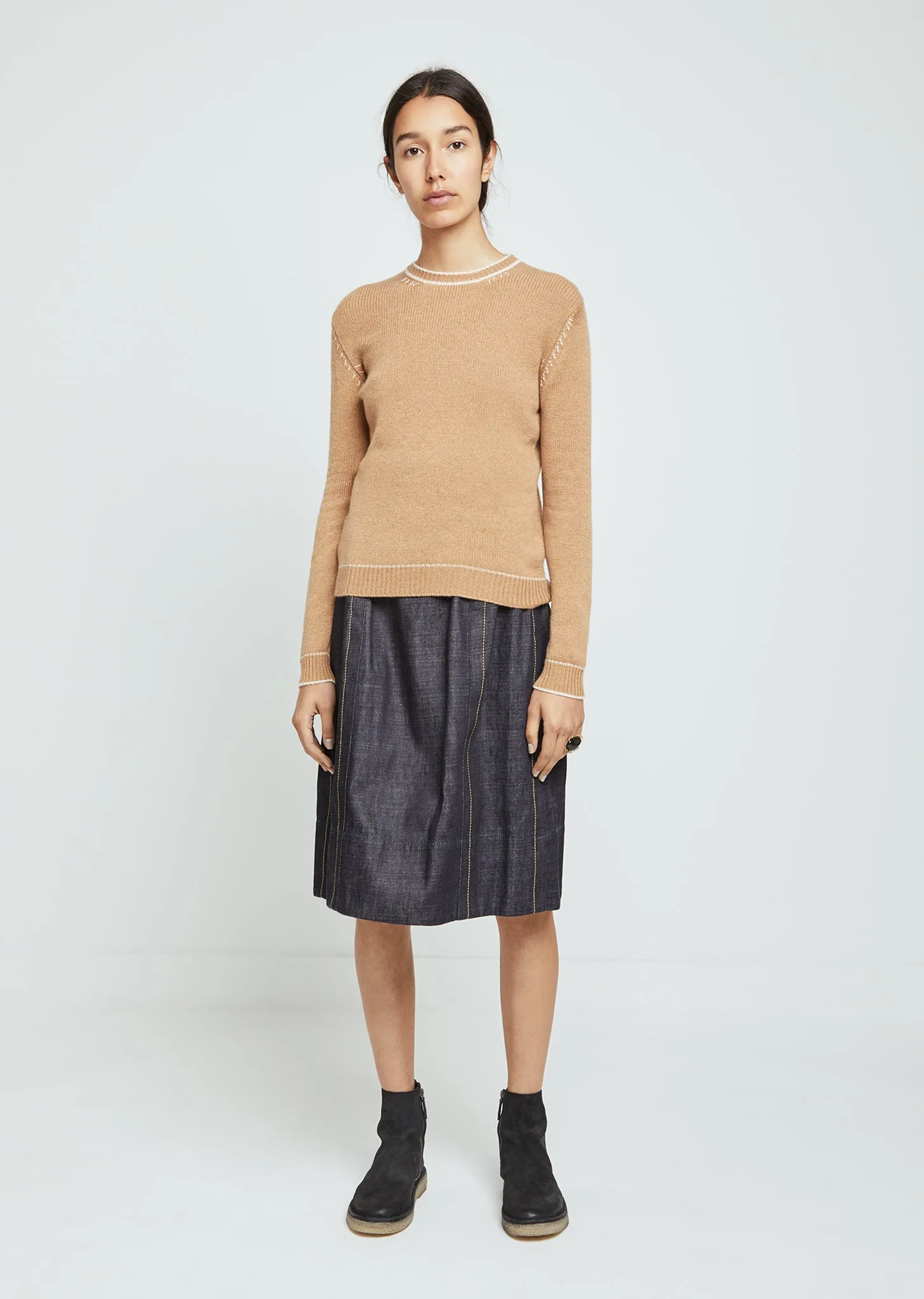 Cashmere Contrast Stitch Sweater