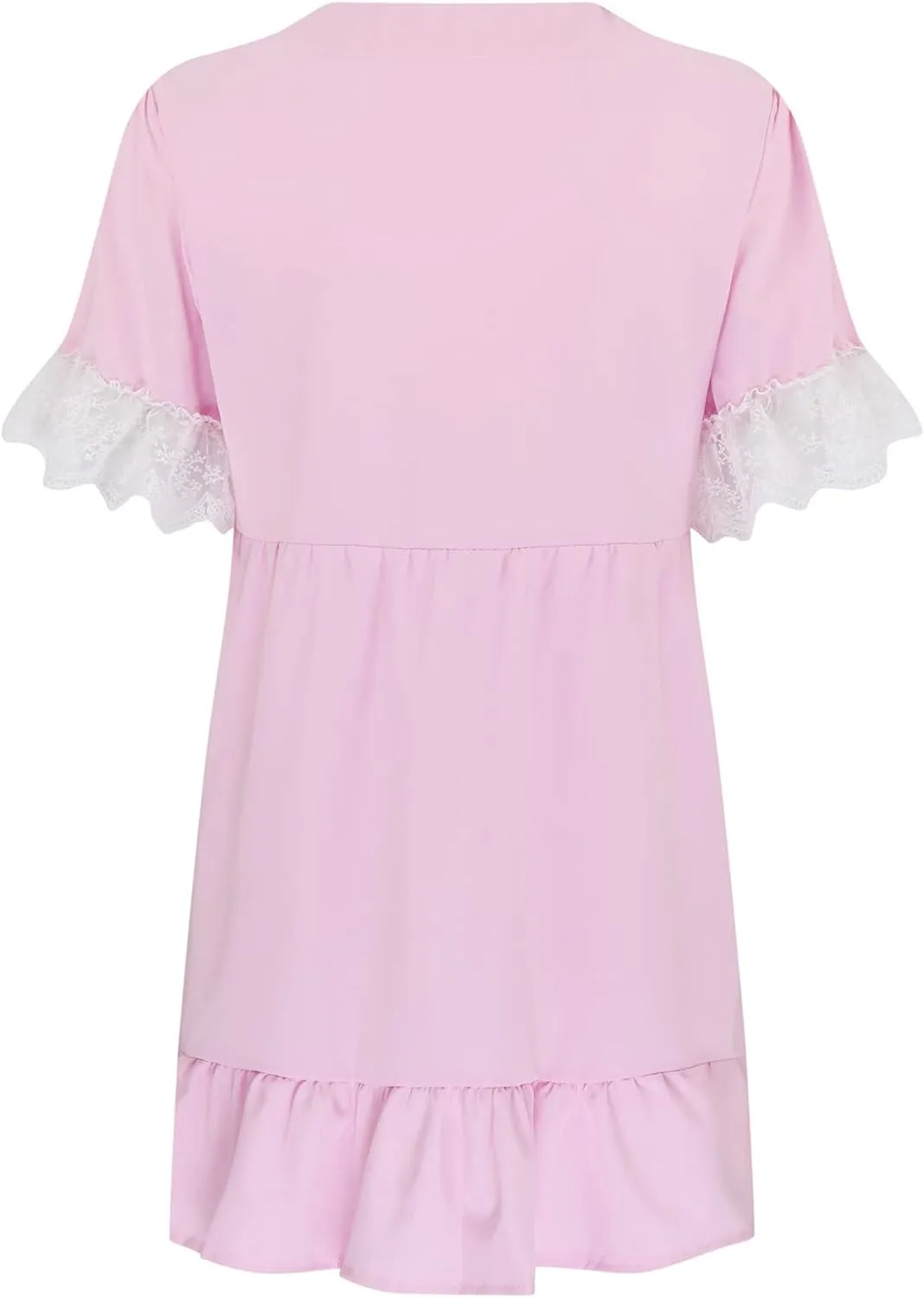 Ceboyel Womens Boho Floral Summer Dress Lace Trim Casual Beach Dresses V Neck Ruffle Swing Short Dress Ladies Clothes 2023