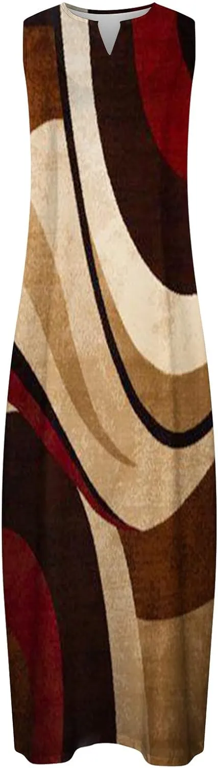 Ceboyel Womens Floral Summer Long Maxi Dress Bohemian Sleeveless Sundresses Casual Flowy Sun Dresses Trendy Resort Wear 2023