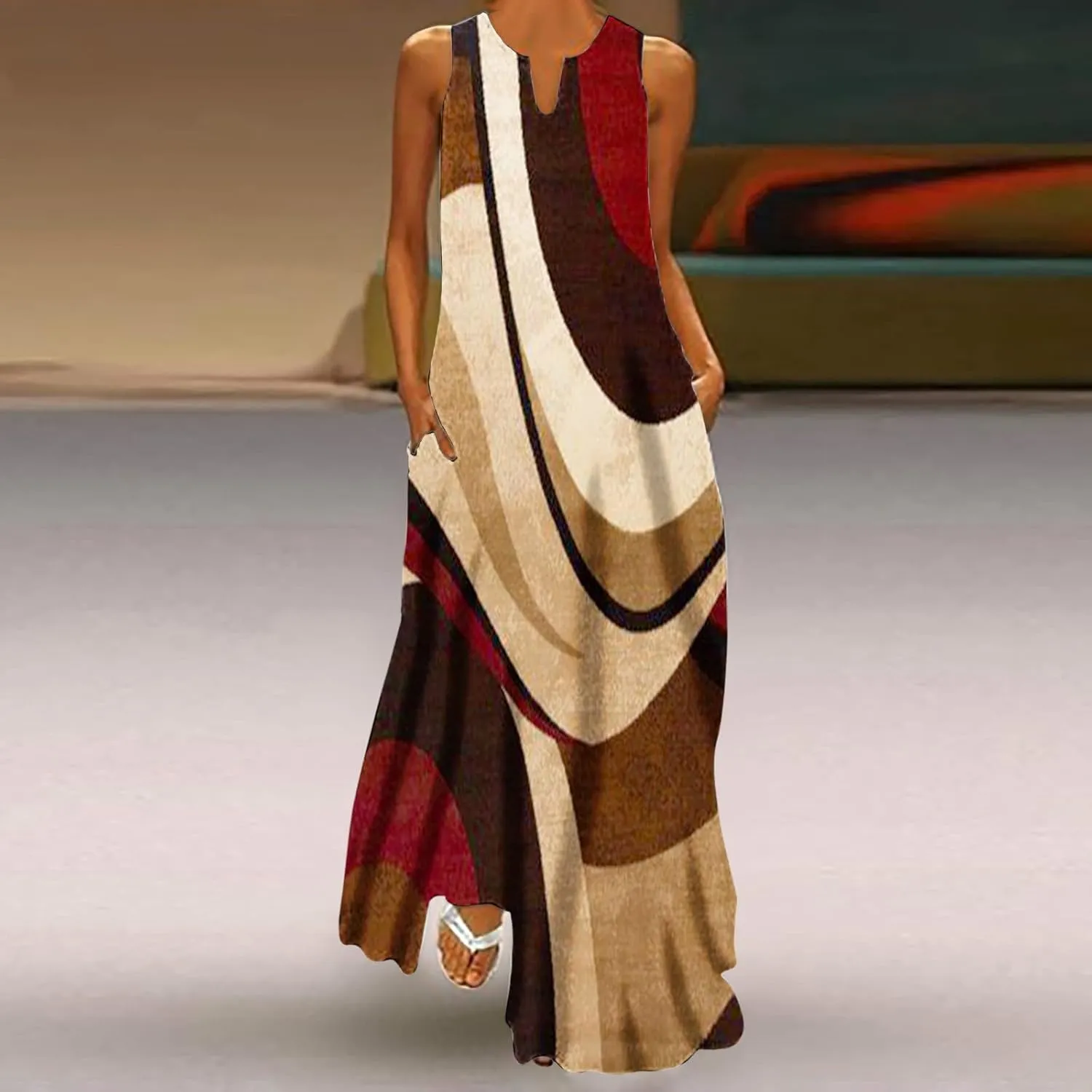 Ceboyel Womens Floral Summer Long Maxi Dress Bohemian Sleeveless Sundresses Casual Flowy Sun Dresses Trendy Resort Wear 2023