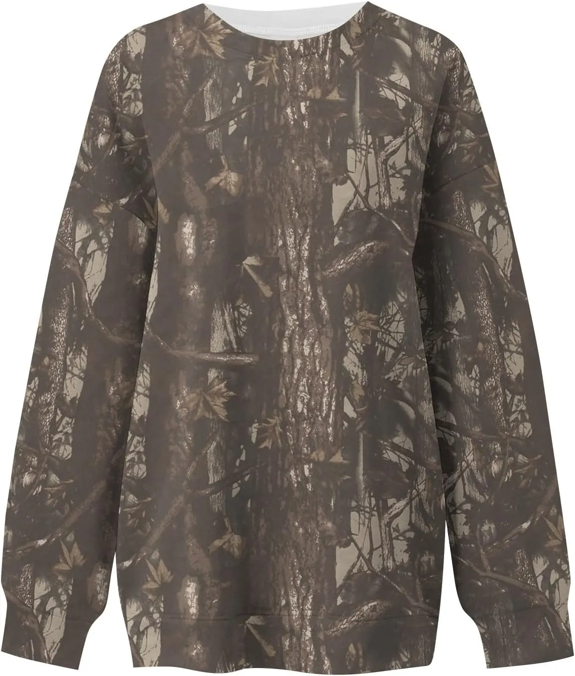 ChicCrate Womens Camo Hoodie Oversized Crewneck Sweatshirts Long Sleeve Loose Fit Pullover Maple Leaf Print Tops Y2K Blouse