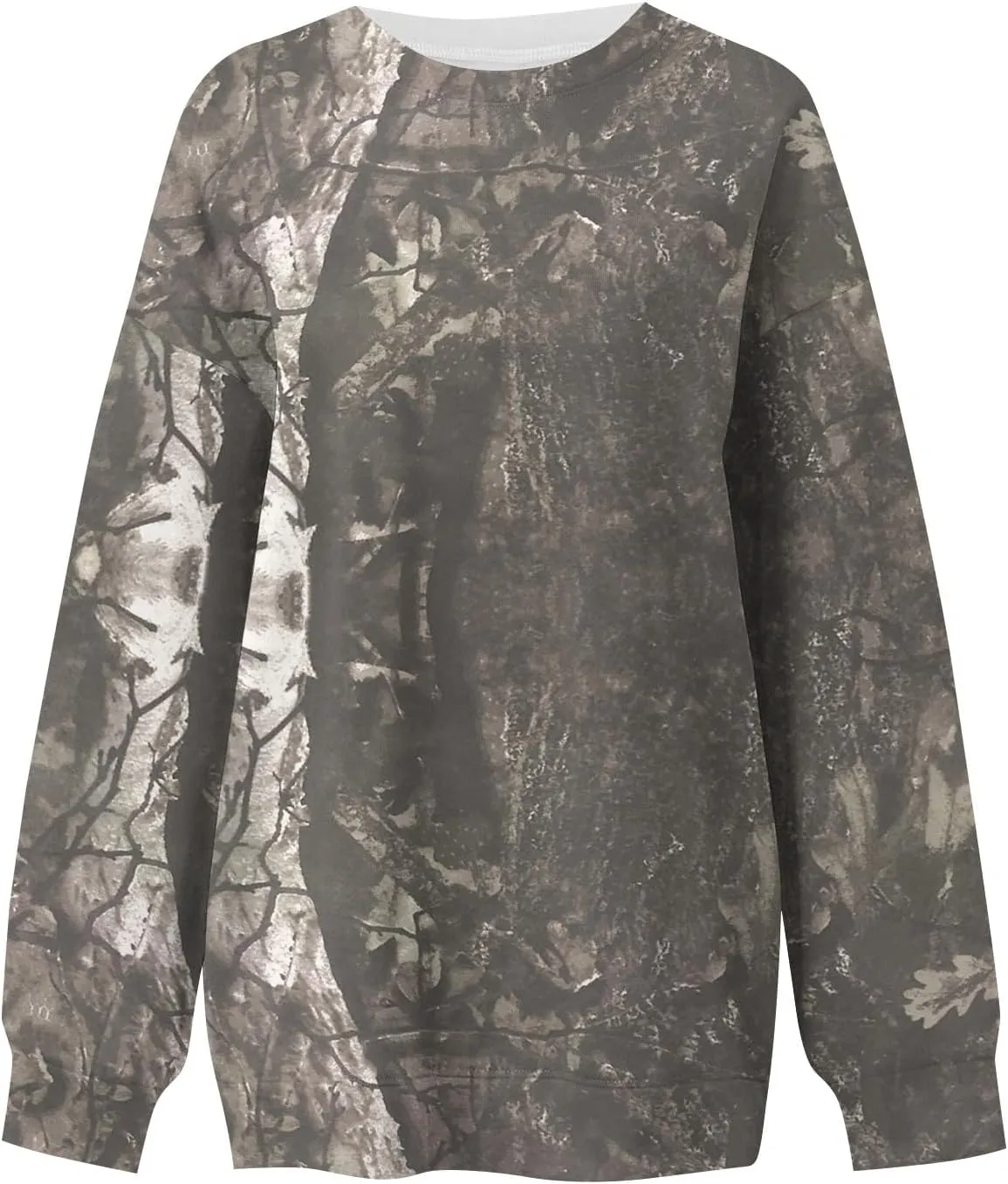 ChicCrate Womens Camo Hoodie Oversized Crewneck Sweatshirts Long Sleeve Loose Fit Pullover Maple Leaf Print Tops Y2K Blouse