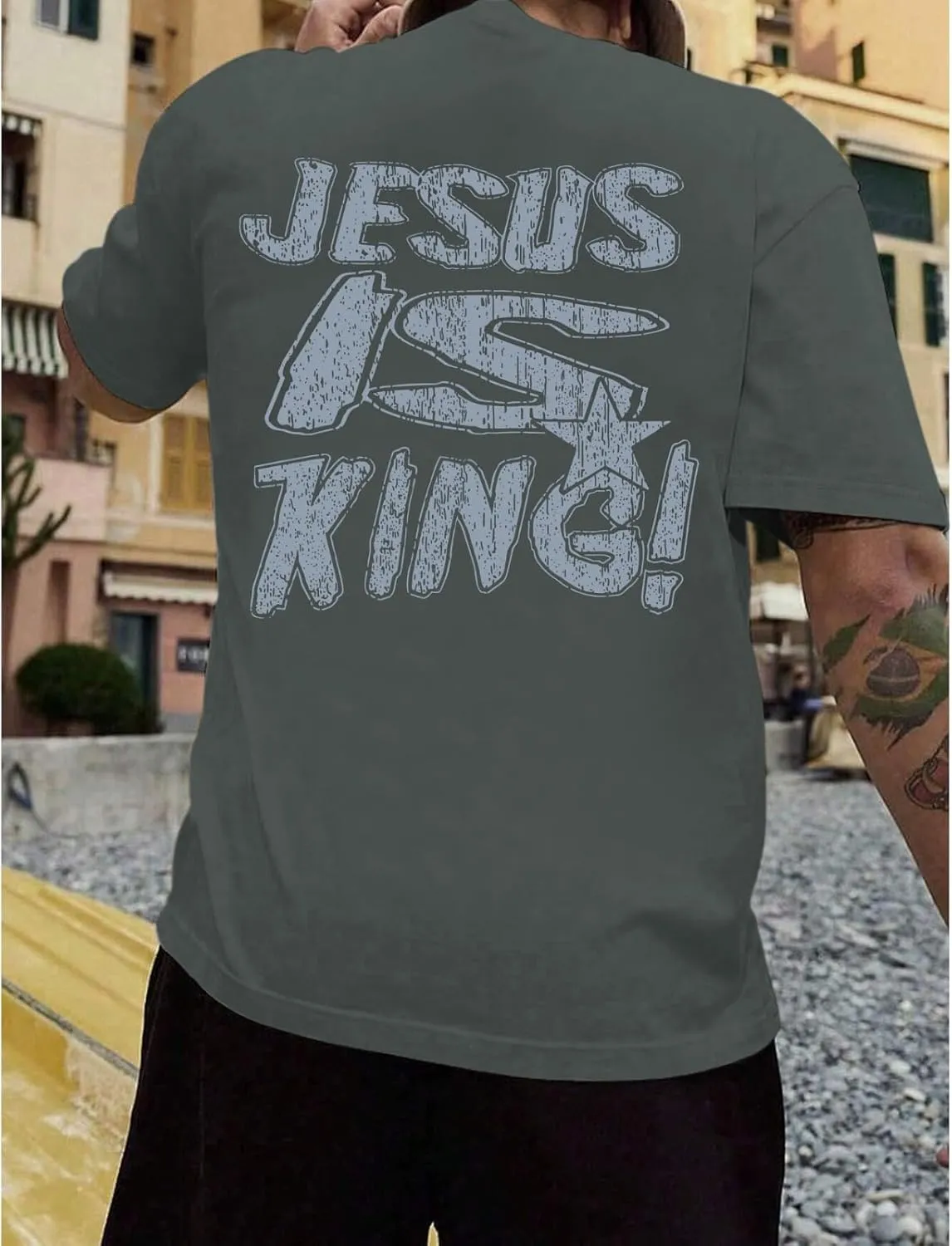 Christian Shirts for Men Jesus is King Tshirt God Faith Inspirational Religious Sayings Tees Funny Bible Verse Tops
