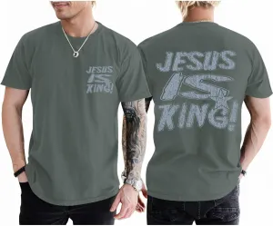 Christian Shirts for Men Jesus is King Tshirt God Faith Inspirational Religious Sayings Tees Funny Bible Verse Tops