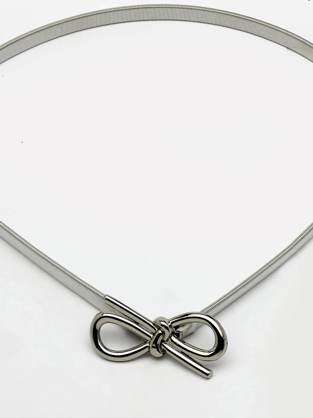 circular silver plated stretchable metal belt